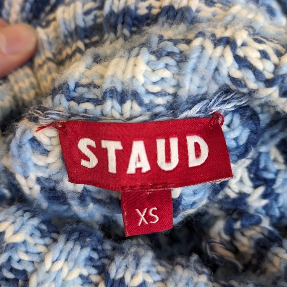 STAUD   Benny Intarsia-knit Turtleneck Sweater In Blue - Picture 11 of 12